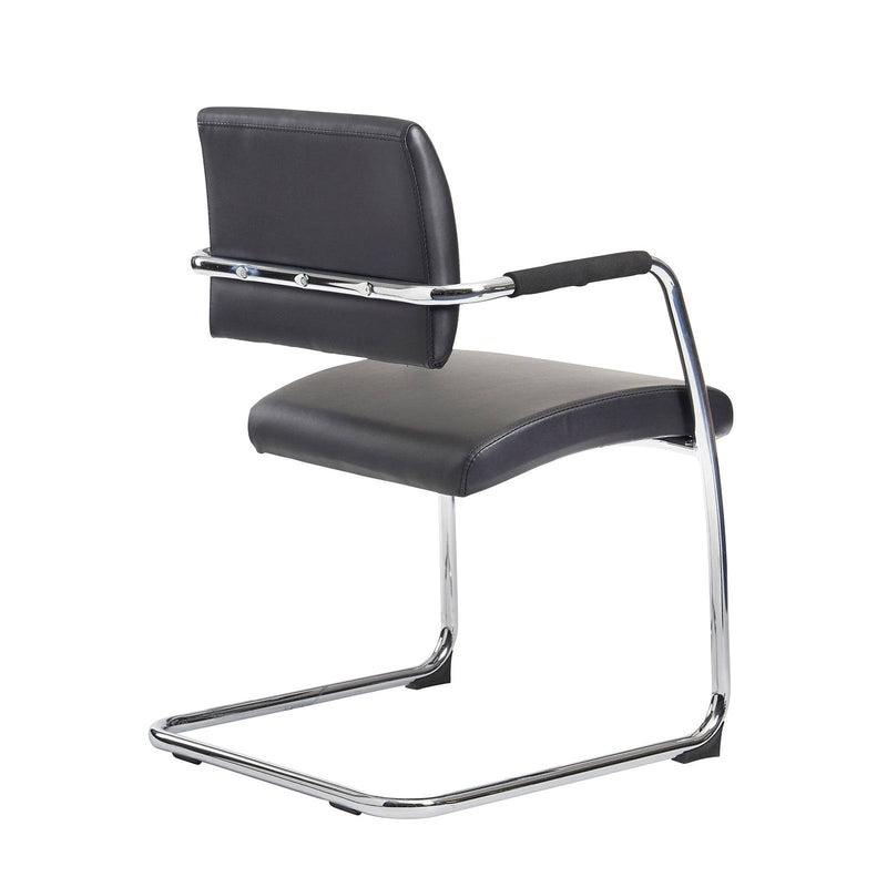 Bruges Meeting Room Cantilever Chair (Pack of 2) - Black Faux Leather - NWOF