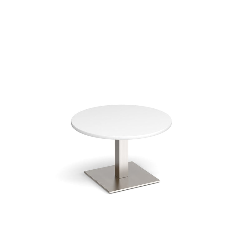 Brescia Circular Coffee Table With Flat Square Base 800mm - White - NWOF