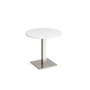 Brescia Circular Dining Table With Flat Square Base 800mm - White - NWOF