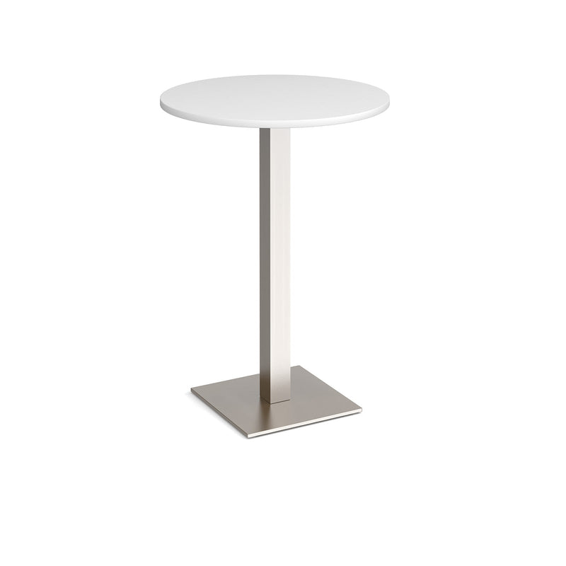 Brescia Circular Poseur Table With Flat Square Base 800mm - White - NWOF