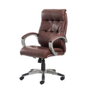 Catania High Back Managers Chair - Brown Leather Faced - NWOF