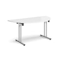 Semi Circular Folding Leg Table With Straight Foot Rails - White - NWOF