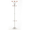 Coat & Umbrella Stand with 12 Coat Hooks and 4 Umbrella Hooks 1840mm High - Silver - NWOF