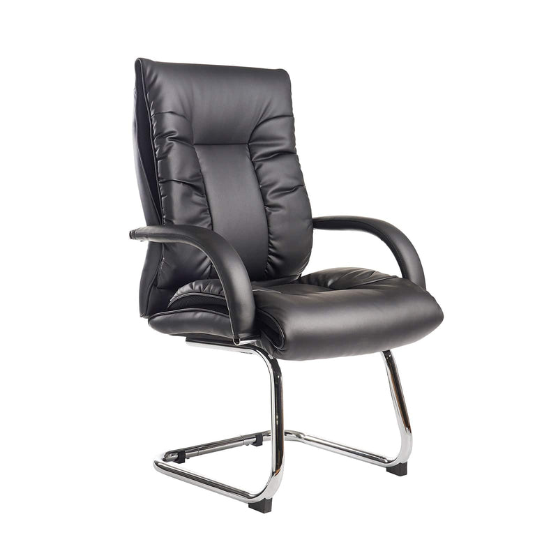 Derby High Back Visitors Chair - Black Faux Leather - NWOF