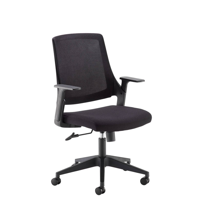 Duffy Black Mesh Back Operator Chair With Black Fabric Seat & Black Base - NWOF