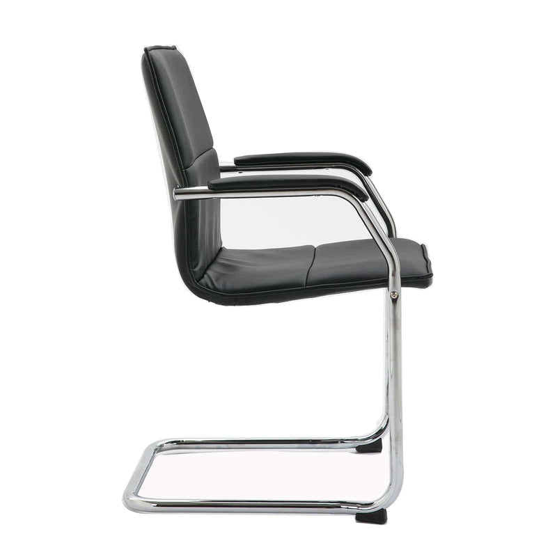 Essen Stackable Meeting Room Cantilever Chair - Black Faux Leather - NWOF