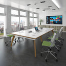 Fuze Rectangular Boardroom Table 3200mm - White/Oak - NWOF