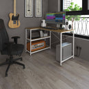 Gondar Home Office Corner Workstation With Integrated Shelving - Summer Oak - NWOF