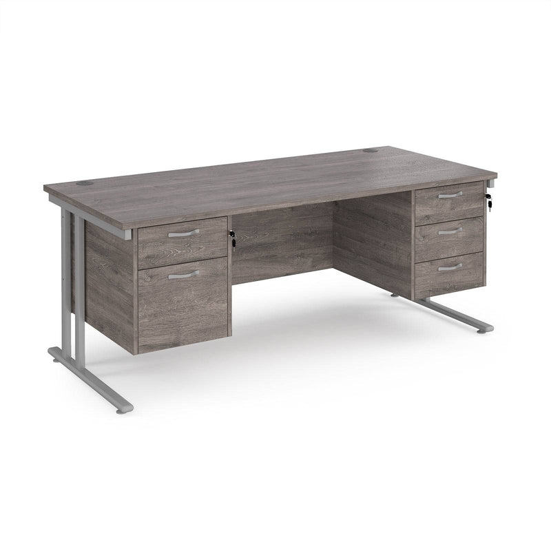 Maestro 25 Straight Desk 800mm Deep With Fixed 2 & 3 Drawer Pedestals - Cantilever Leg - NWOF
