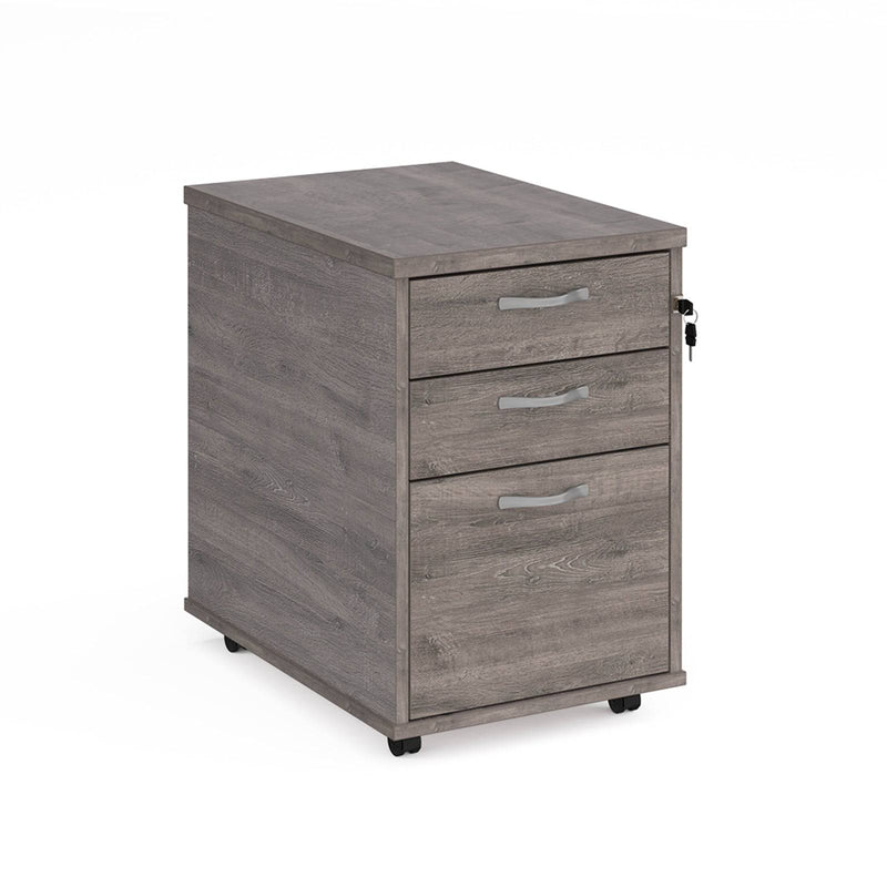 Tall Mobile 3 Drawer Pedestal With Silver Handles - NWOF