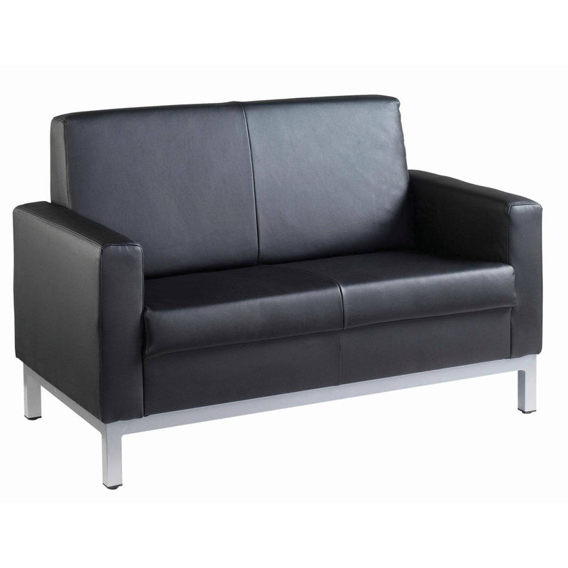 Helsinki Square Back Reception 2 Seater Chair - Black Leather Faced - NWOF