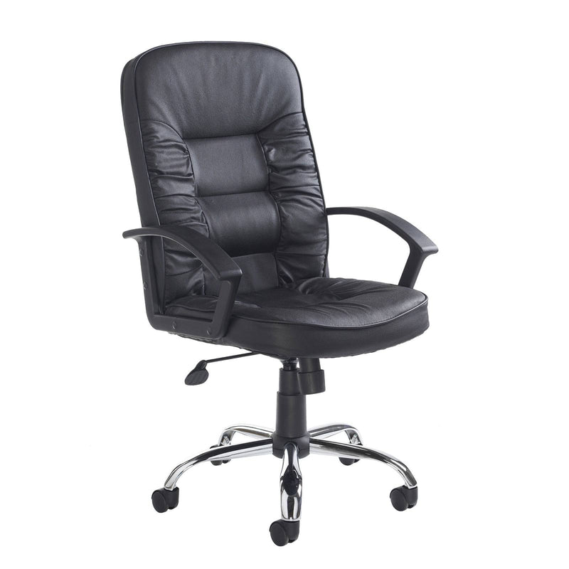 Hertford High Back Managers Chair - Black Leather Faced - NWOF