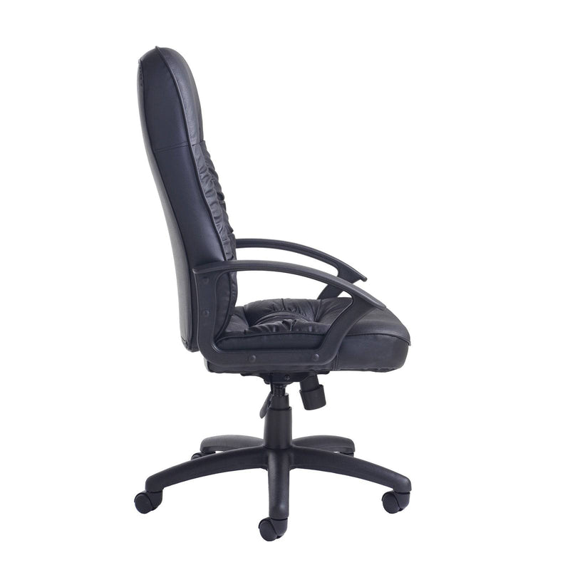 King High Back Managers Chair - Black Leather Faced - NWOF