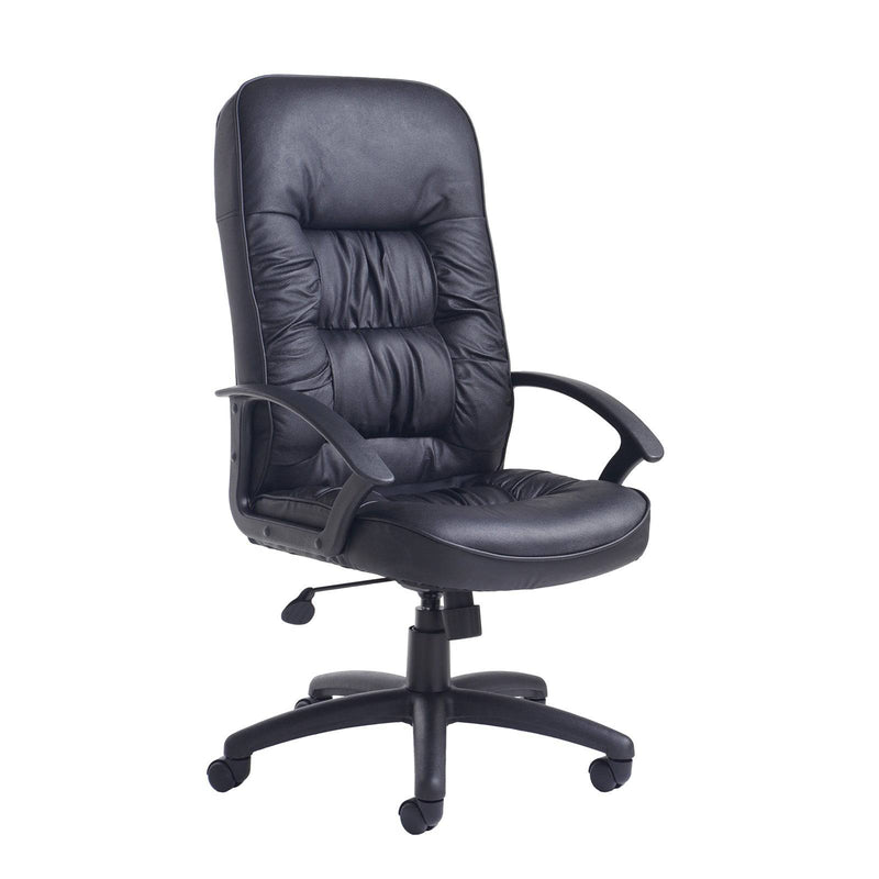 King High Back Managers Chair - Black Leather Faced - NWOF