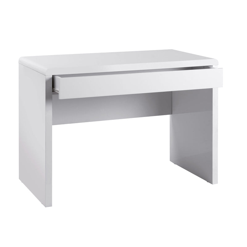 Luxor Home Office Workstation With Integrated Full Length Drawer - White Gloss - NWOF