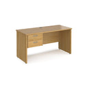 Maestro 25 Straight Desk 600mm Deep With Fixed 2 Drawer Pedestal & Panel End Leg - NWOF