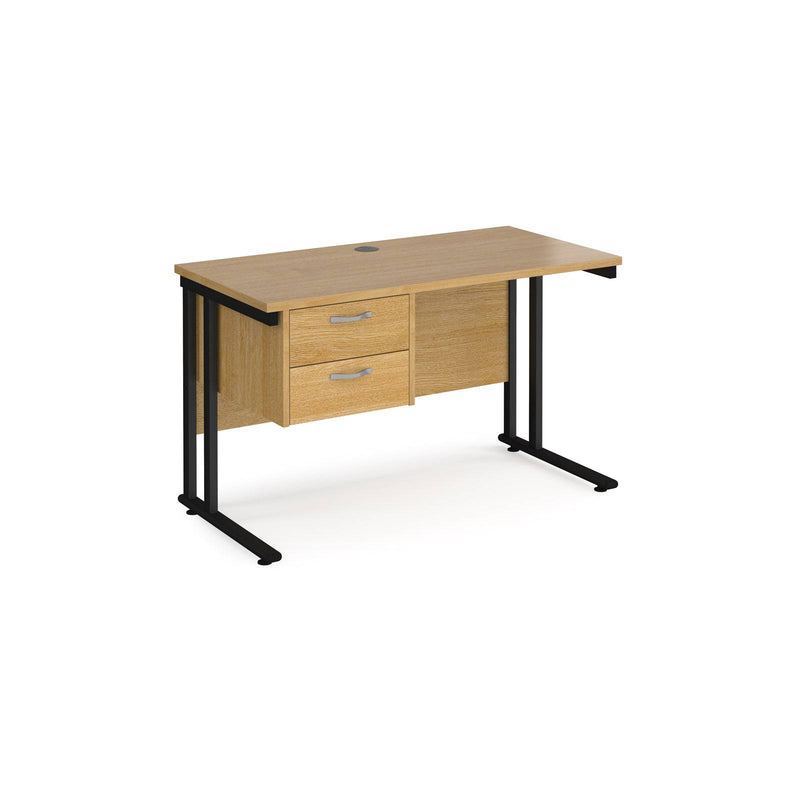 Maestro 25 Straight Desk 600mm Deep With Fixed 2 Drawer Pedestal & Cantilever Leg - NWOF