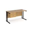 Maestro 25 Straight Desk 600mm Deep With Fixed 2 Drawer Pedestal & Cantilever Leg - NWOF