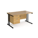 Maestro 25 Straight Desk 800mm Deep With Fixed 2 Drawer Pedestal & Cantilever Leg - NWOF