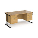Maestro 25 Straight Desk 800mm Deep With Fixed 2 & 3 Drawer Pedestals - Cantilever Leg - NWOF