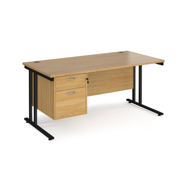 Maestro 25 Straight Desk 800mm Deep With Fixed 2 Drawer Pedestal & Cantilever Leg - NWOF