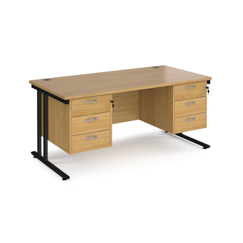 Maestro 25 Straight Desk 800mm Deep With Two Fixed 3 Drawer Pedestals - Cantilever Leg - NWOF