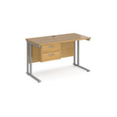 Maestro 25 Straight Desk 600mm Deep With Fixed 2 Drawer Pedestal & Cantilever Leg - NWOF
