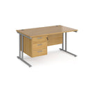 Maestro 25 Straight Desk 800mm Deep With Fixed 3 Drawer Pedestal & Cantilever Leg - NWOF