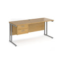 Maestro 25 Straight Desk 600mm Deep With Fixed 2 Drawer Pedestal & Cantilever Leg - NWOF