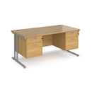 Maestro 25 Straight Desk 800mm Deep With Two Fixed 2 Drawer Pedestals - Cantilever Leg - NWOF