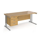 Maestro 25 Straight Desk 800mm Deep With Fixed 3 Drawer Pedestal & Cantilever Leg - NWOF