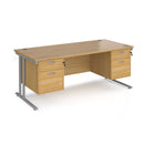 Maestro 25 Straight Desk 800mm Deep With Two Fixed 2 Drawer Pedestals - Cantilever Leg - NWOF