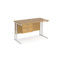 Maestro 25 Straight Desk 600mm Deep With Fixed 2 Drawer Pedestal & Cantilever Leg - NWOF