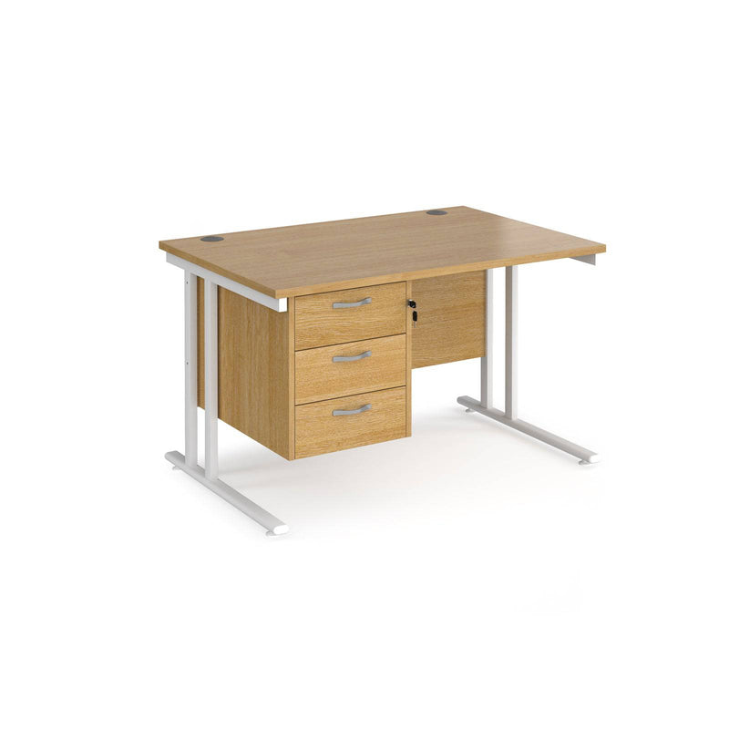 Maestro 25 Straight Desk 800mm Deep With Fixed 3 Drawer Pedestal & Cantilever Leg - NWOF