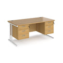 Maestro 25 Straight Desk 800mm Deep With Two Fixed 3 Drawer Pedestals - Cantilever Leg - NWOF