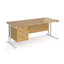 Maestro 25 Straight Desk 800mm Deep With Fixed 3 Drawer Pedestal & Cantilever Leg - NWOF