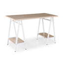 Pella Home Office Workstation With Trestle Legs – Windsor Oak - NWOF