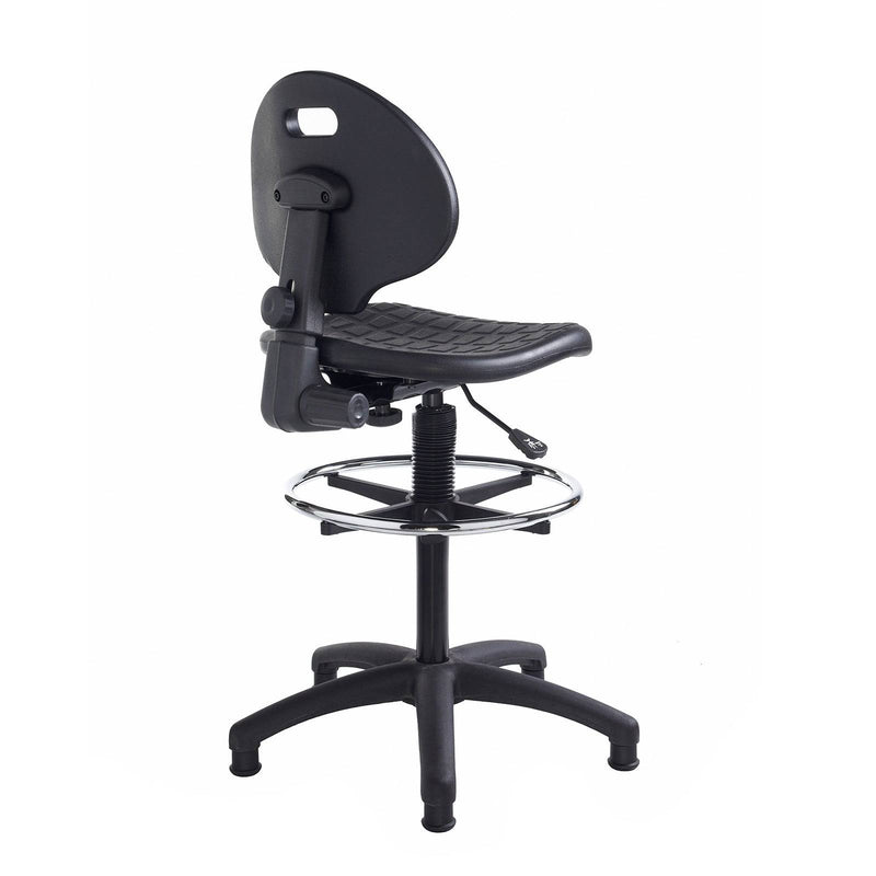 Prema Polyurethane Industrial Operator Chair With Contoured Back Support - Black - NWOF