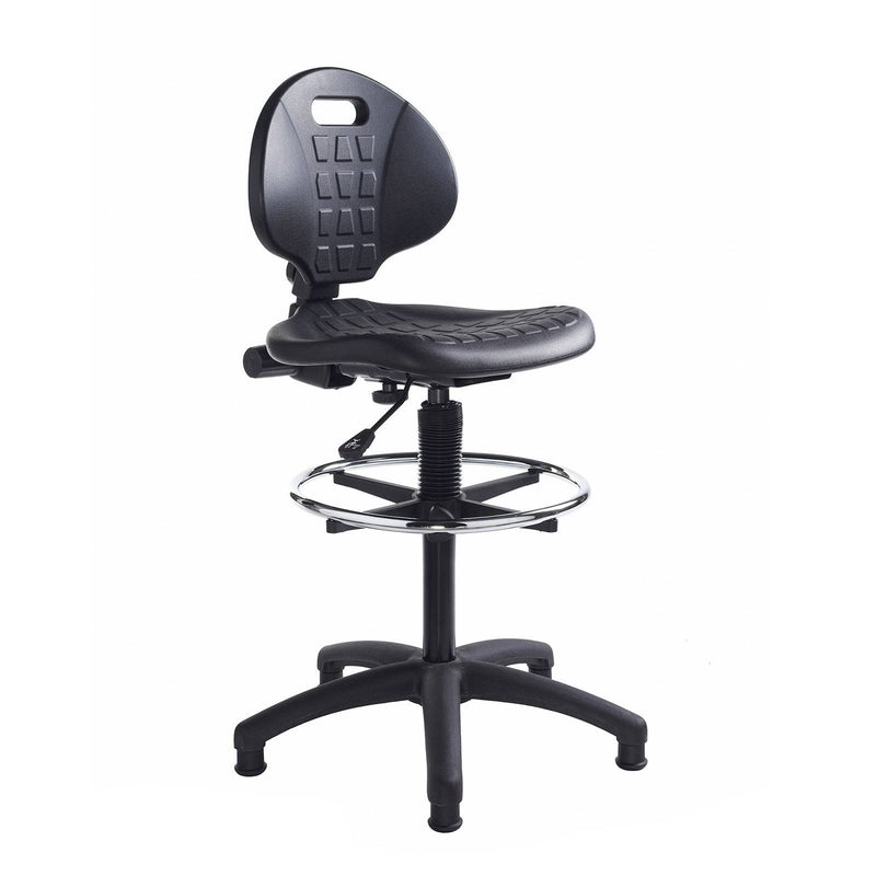 Prema Polyurethane Industrial Operator Chair With Contoured Back Support - Black - NWOF