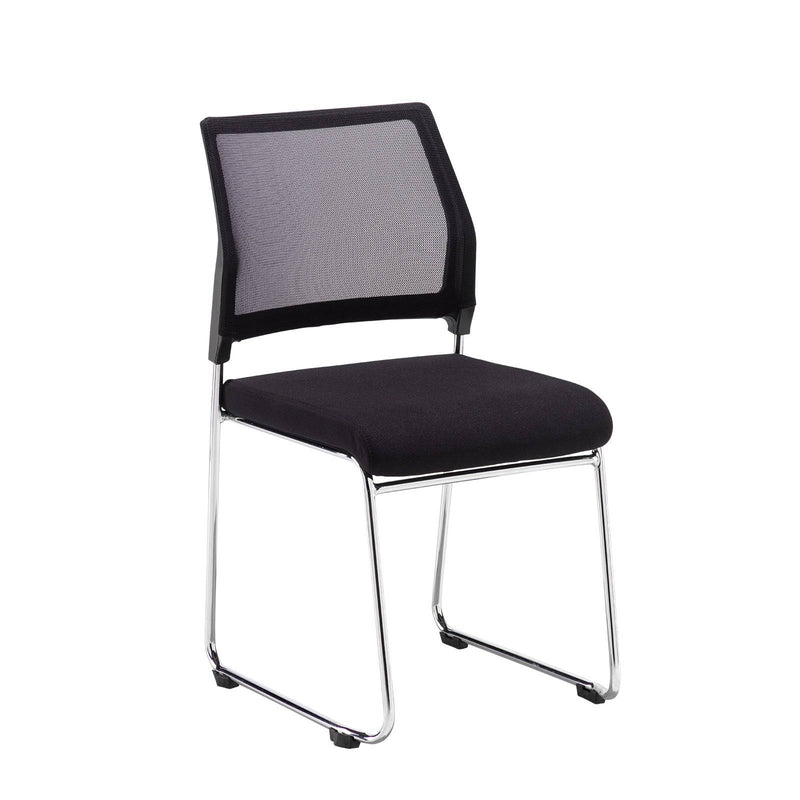 Quavo Black Mesh Back Multi-Purpose Chair With Chrome Wire Frame (Pack of 4) - NWOF