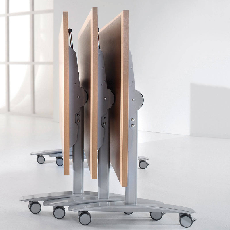 Rectangular Fliptop Meeting Table With Silver Frame - Beech - NWOF