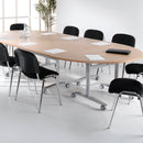 Semi Circular Fliptop Meeting Table With Silver Frame - Oak - NWOF