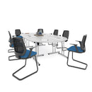 Semi Circular Folding Leg Table With Straight Foot Rails - White - NWOF