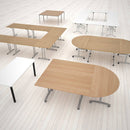 Semi Circular Folding Leg Table With Straight Foot Rails - White - NWOF