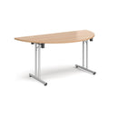 Semi Circular Folding Leg Table With Straight Foot Rails - Beech - NWOF