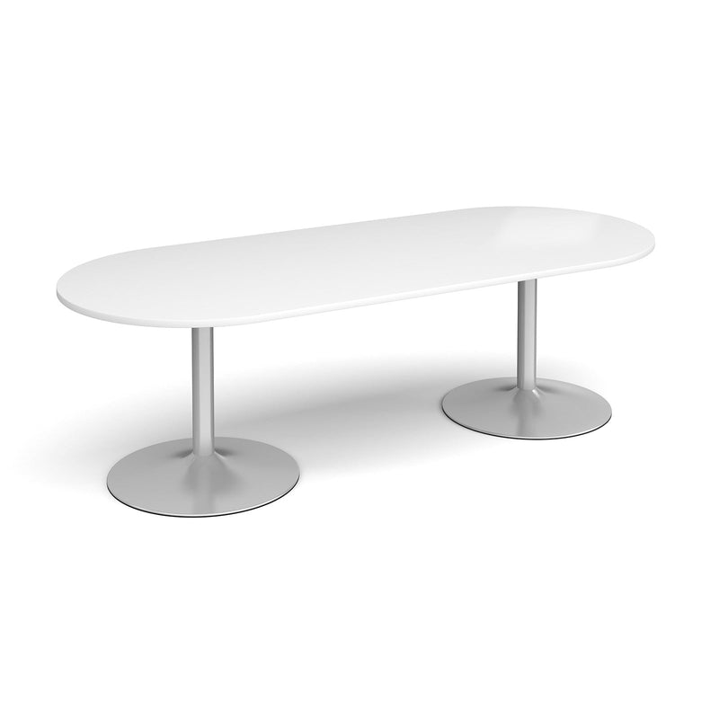 Trumpet Base Radial End Boardroom Table 2400mm - White - NWOF
