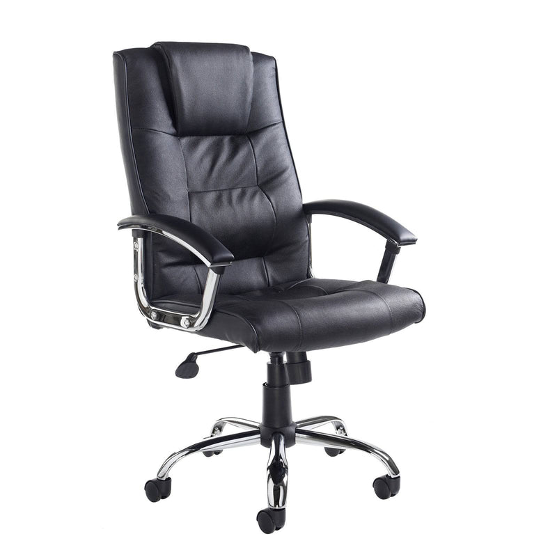Somerset High Back Managers Chair - Black Leather Faced - NWOF