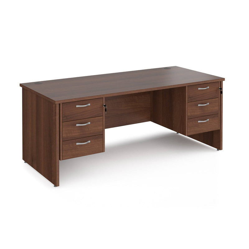 Maestro 25 Straight Desk 800mm Deep With Two Fixed 3 Drawer Pedestals - Panel End Leg - NWOF