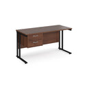 Maestro 25 Straight Desk 600mm Deep With Fixed 2 Drawer Pedestal & Cantilever Leg - NWOF
