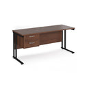 Maestro 25 Straight Desk 600mm Deep With Fixed 2 Drawer Pedestal & Cantilever Leg - NWOF